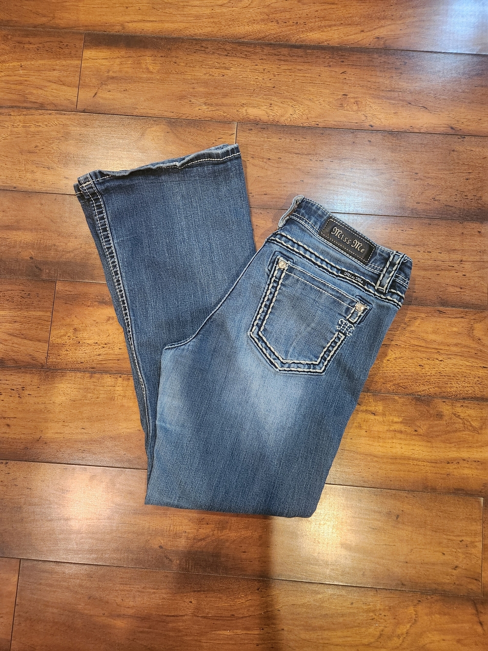 Miss Me Denim Bootcut Jeans in Medium Blue Wash